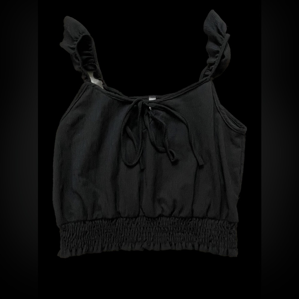 Black Bow Tie Crop Top (jeans sold separately)